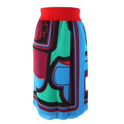 Hermes 522823do 100% Silk All-over Design Twill Laine Wrap Skirt Multicolor 38