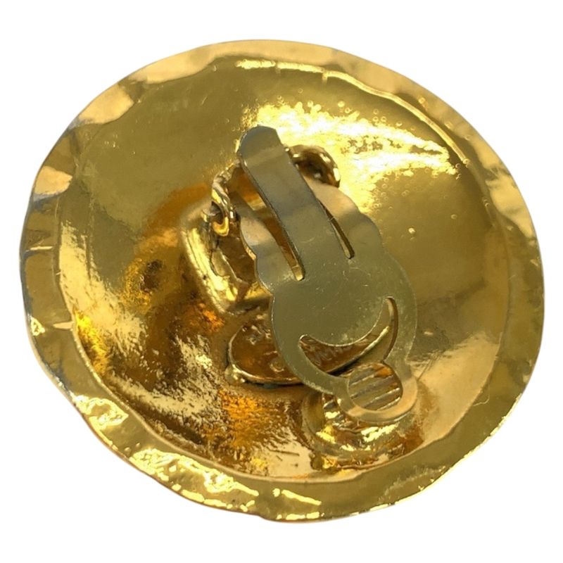Chanel Vintage Matelasse Coco Mark Gold Plated Earrings 2 6 Engraved Ladies