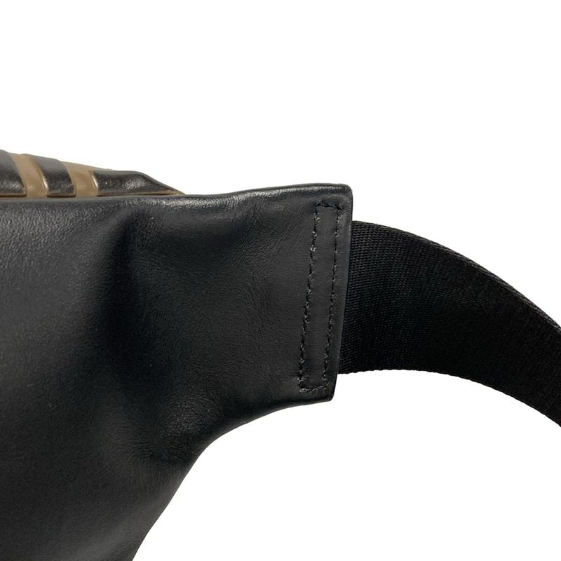 Fendi Waist Pouch Zucca Pattern 7va434 Dark Brown And Black Leather