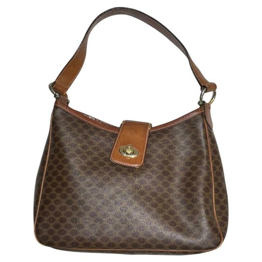 Celine Triumph Turnlock Macadam Pattern Hobo Bag Triomphe Turnlock Macadam