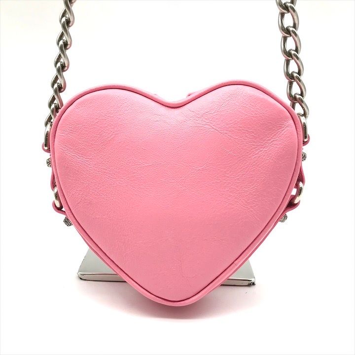 Balenciaga le Cagole Heart Leather Mini Shoulder Bag Pink