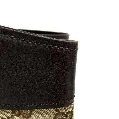 Gucci Tote Bag GG Pattern 109141 Beige And Dark Brown Leather