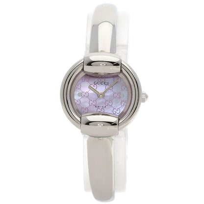 Gucci Round Face GG Pink Shell Bangle Watch SS