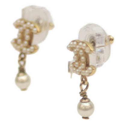 Chanel 03A GP Pearl Coco Mark Mini Pearl Swing Earrings Accessories Gold Ladies