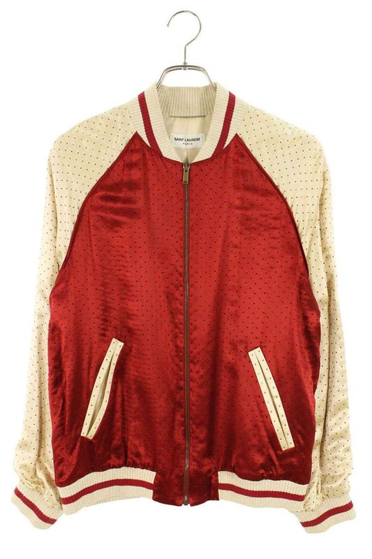 Saint Laurent Paris 612418 Y587s Silk Scalloped Studded Blouson Men 46