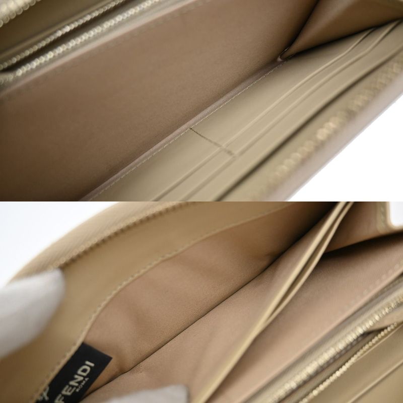 Fendi Long Wallet Round Zipper Wallet Beige 30ka959