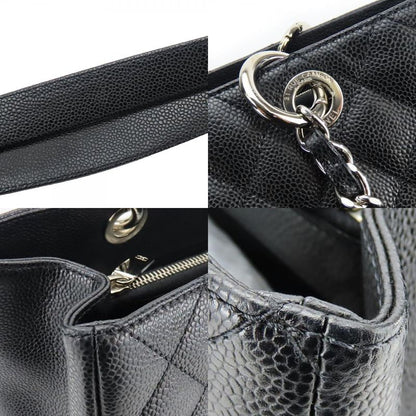 Chanel Tote Bag GST Matelasse Caviar Skin Black Silver Hardware Chain 14 Coco