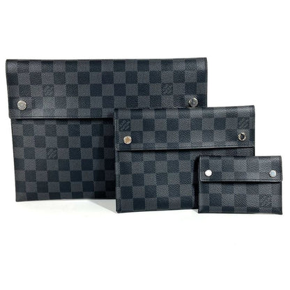 Louis Vuitton Clutch Bag Alpha Triple Pouch 3-piece Set N60255 Damier Graphite