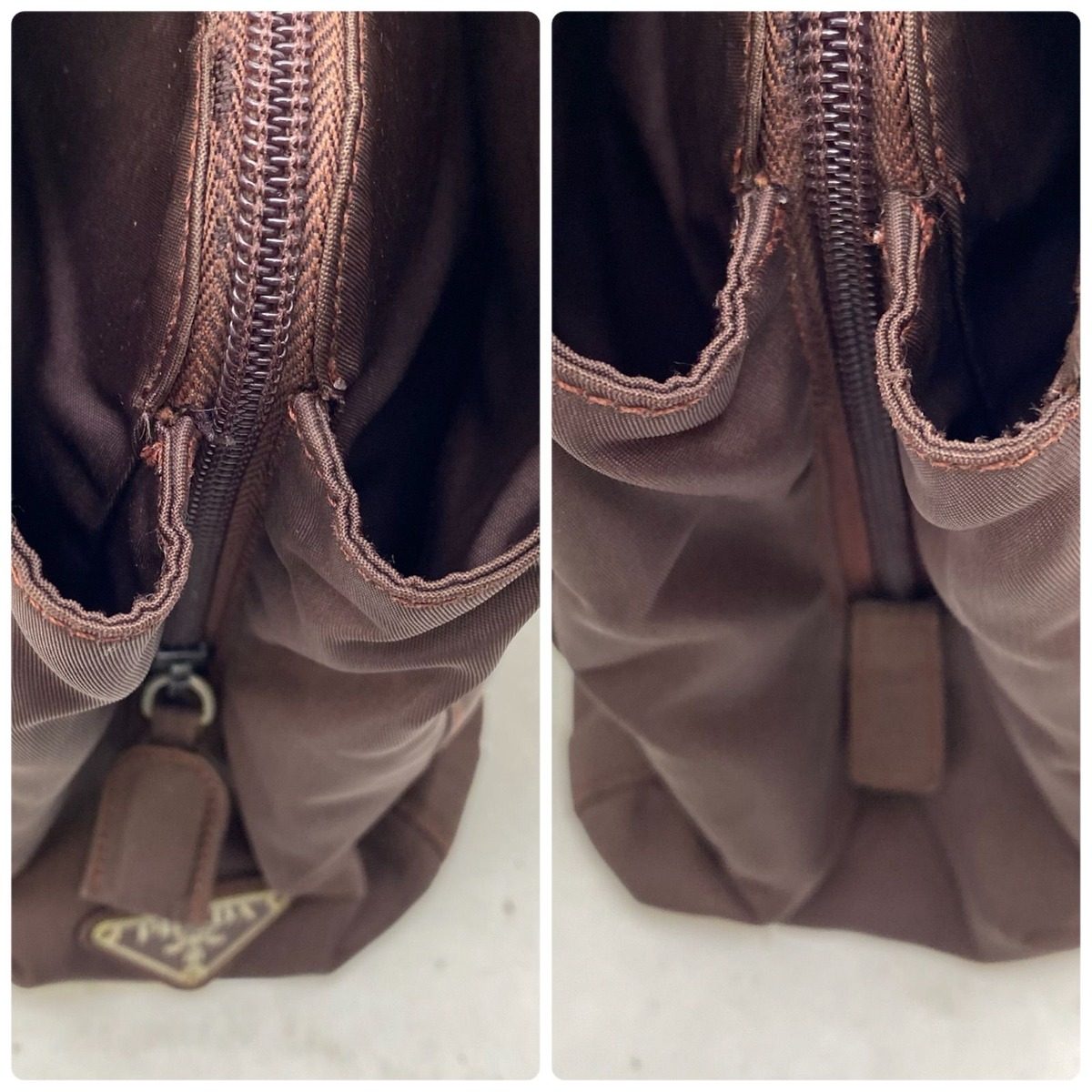 Prada Tessuto Nylon Hand Tote Brown — view 5