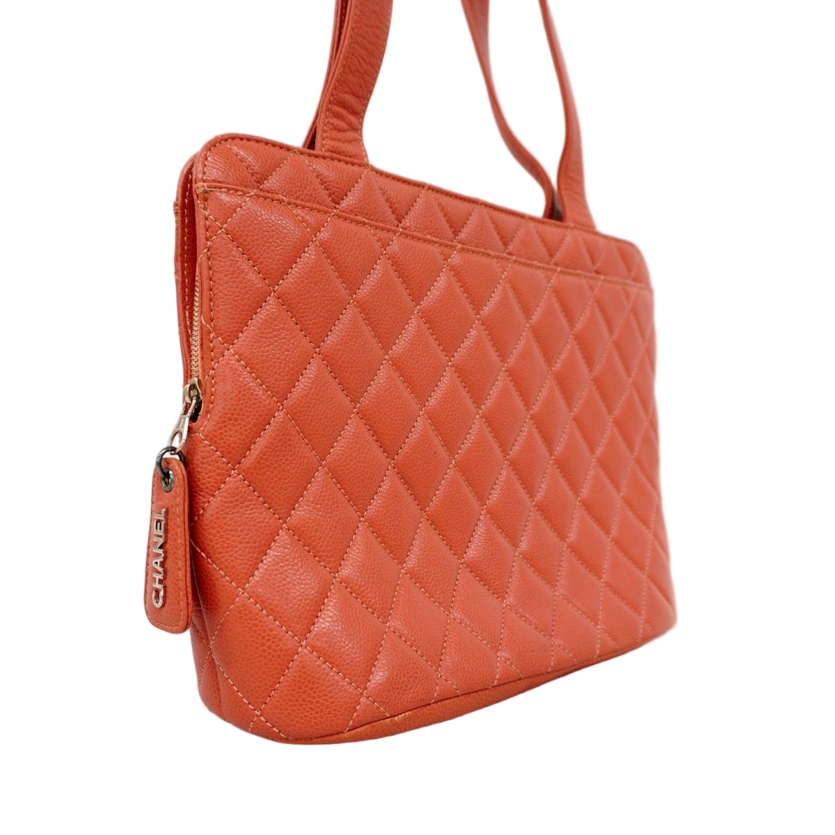 Chanel Tote Quilted Caviar Leather Pink Silver — view 2