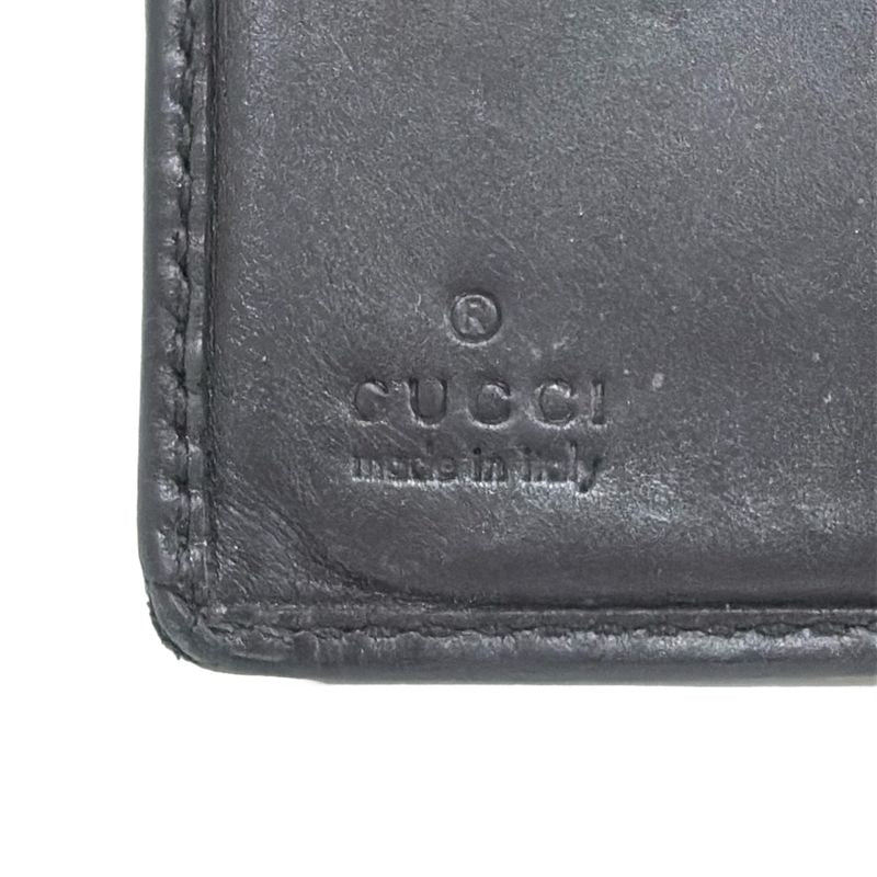 Gucci Passcase GG Pattern Metal Bar Black Leather