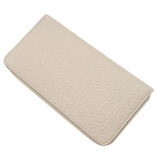 Loewe Long Wallet Repeat Zip Around Calfleather Light Oats Gold Hardware
