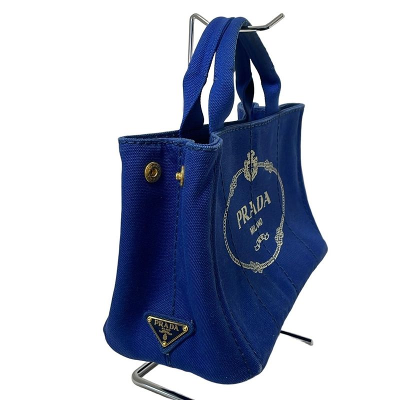Prada Tote Bag Canapa Blue And Ivory