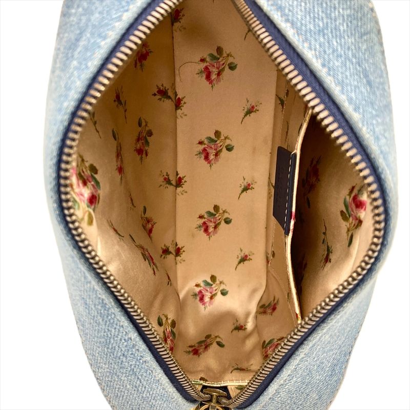 Gucci GG Marmont Quilted Shoulder Bag Denim 447632 Blue Faux Pearl Women