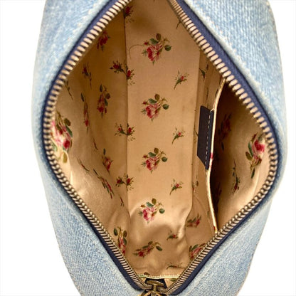 Gucci GG Marmont Quilted Shoulder Bag Denim 447632 Blue Faux Pearl Women