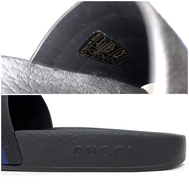 Gucci Shower Sandals Black Tricolor 308234 Never Worn