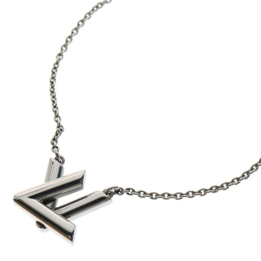 Louis Vuitton Go-14 LV Logo Chain Necklace Silver M01872 Le0274