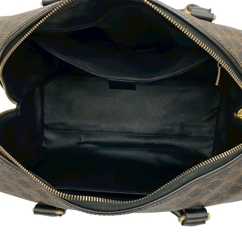 Celine Macadam Blason Vintage Triomphe Pattern Leather Handbag Mini Boston Bag