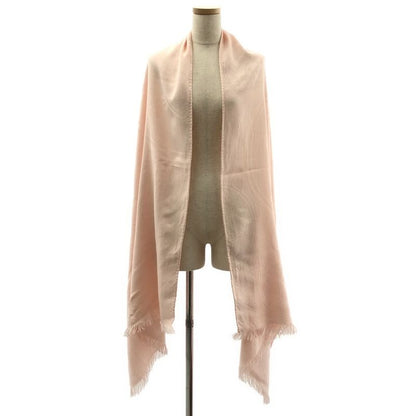 Hermes New Livris Cashmere Silk Logo Jacquard Large Fringe Shawl Scarf Pink