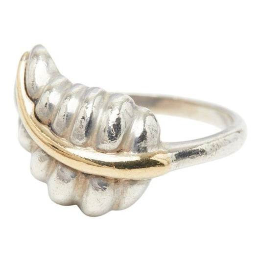 Tiffany & Co Leaf Ring Silver Gold 18k Yellow Combination