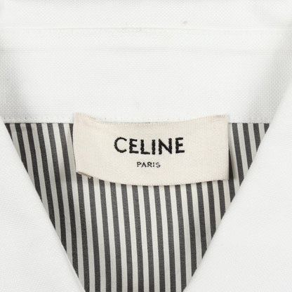 Celine Triomphe Embroidery Silk Cotton Shirt Gray White — view 3