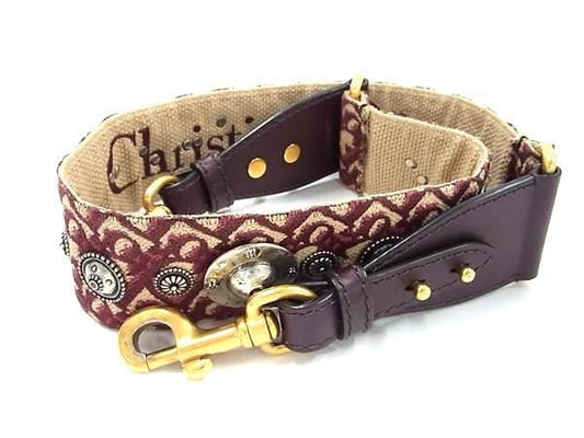 Christian Dior Trotter Embroidery Canvas Bag Shoulder Strap Bordeaux
