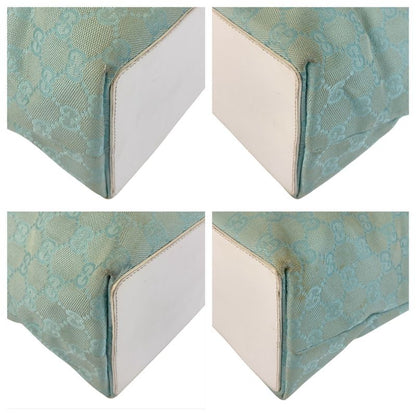 Gucci Mint Light Blue Gold Hardware GG Canvas/leather 002 1098 Tote Bag