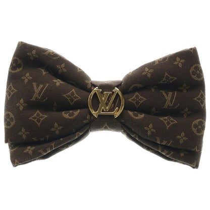 Louis Vuitton Barrette LV Pretty Bow Hair Clip Ribbon Brown Gold