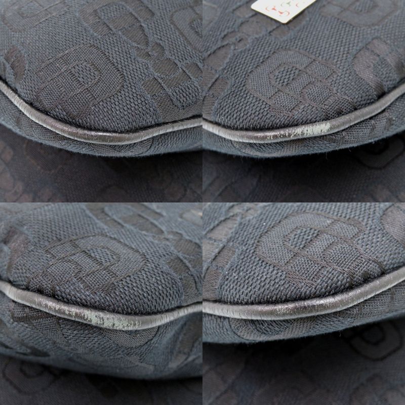 Gucci Horsebit Pattern 211523 Canvas Black Shoulder Bag Black 1563 Gucci