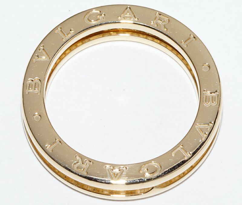 Bulgari Ring 18K Yellow Gold Diamond Bzero1 Ring XS 1 Band Full Diamond An850561