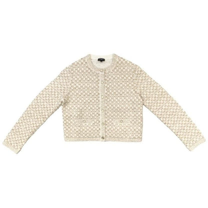 Chanel Knit Cardigan K 10873 Nr135 23 B White Gold 40 Size