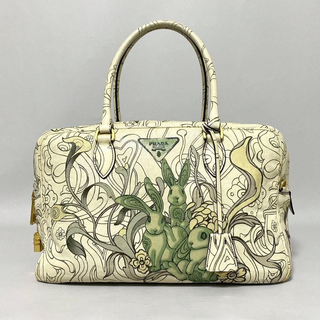 Prada Glace Calf Rabbit Handbag