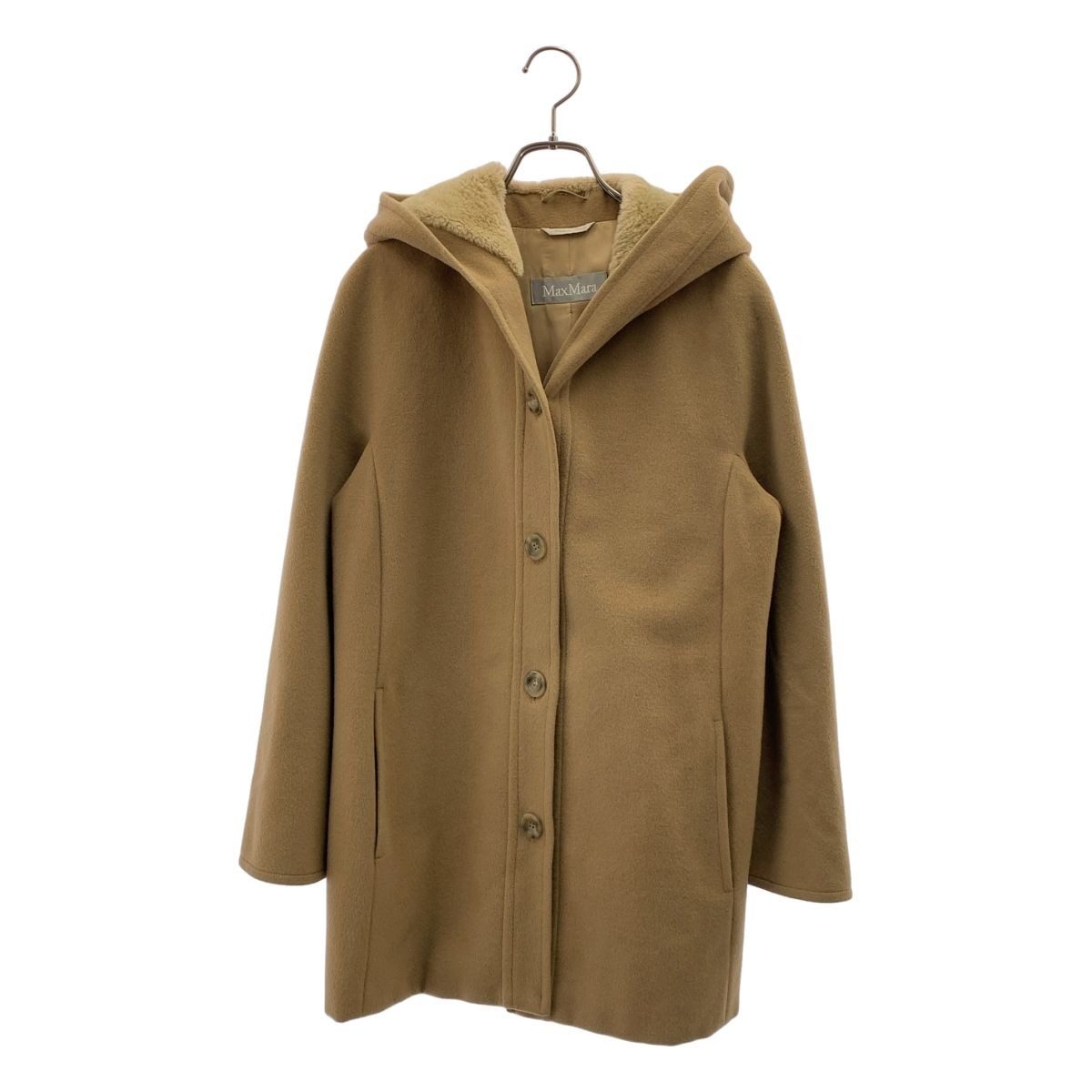 Max Mara Wool Hooded Coat 40 Beige