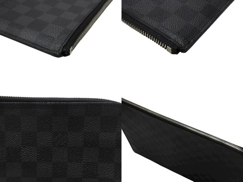 Louis Vuitton Pochette Jour GM Damier Graphite Black Gray Silver Clutch — view 7