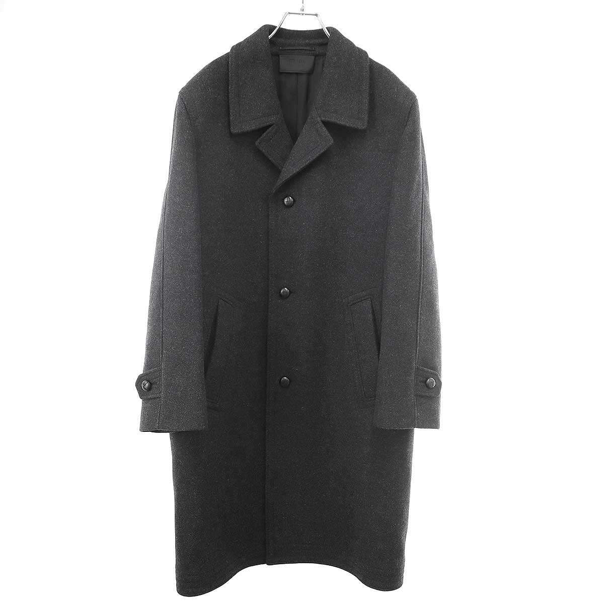 Prada Wool Cross Scot Gray 44 Coat