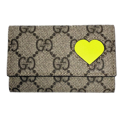 Gucci Key Case 6 Key Neon Heart GG Yellow Key Holder