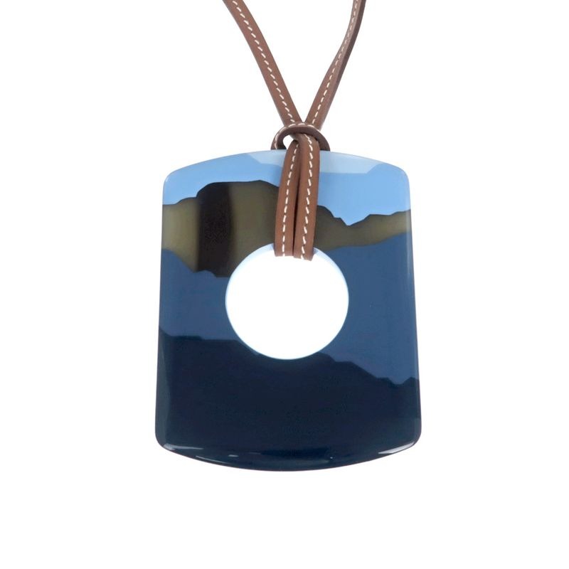 Hermes Necklace Dalva Sfumato Buffalo Horn Multicolor Blue Series