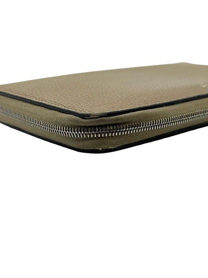 2853 Celine Large Zipped Wallet Long Zipper Beige Preowned W-Tn-3106