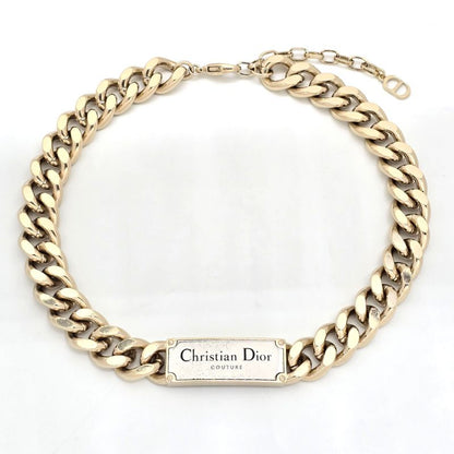 DIOR Christian Dior Couture Plate Choker Necklace 48cm (1890in) Long Light Gold