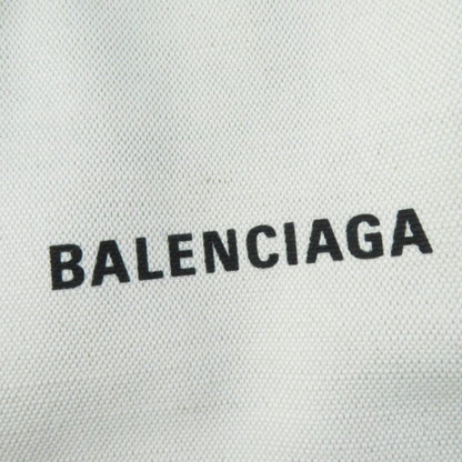 Balenciaga 339933 Small Cabas Su Cotton Canvas And Black Calfskin Handbag With