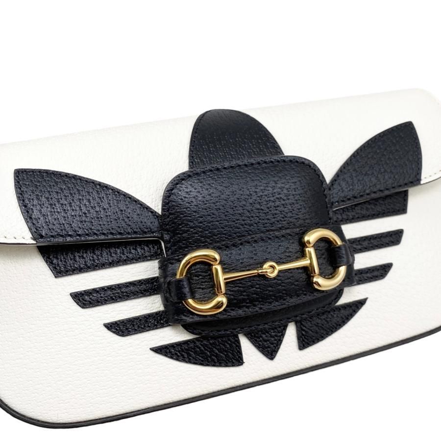 Gucci X Adidas Collaboration Shoulder Bag Horsebit 722009 Logo Chain White