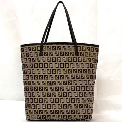 Fendi Tote Bag Ec21844 Beige Brown Zucchino