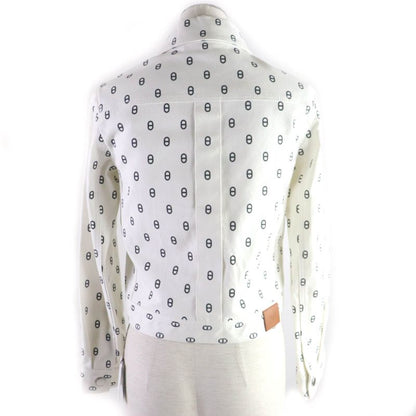 Hermes 23SS Chaine D'ancre All Over Print With Serie Buttons Denim Jacket White