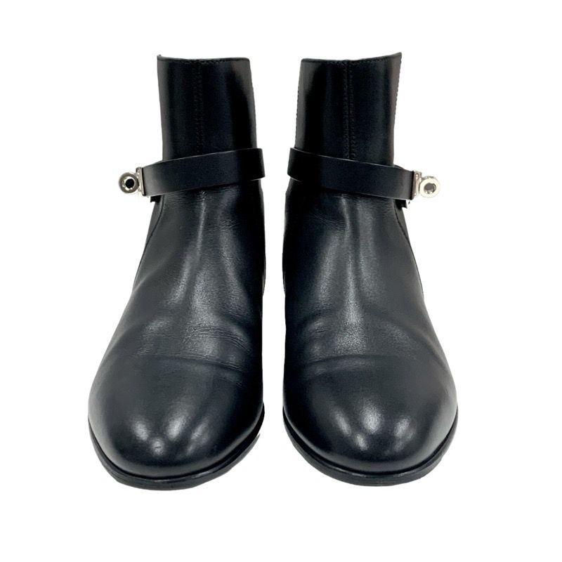 Hermes Neo Boots Short Boots Shoes Leather Black Silver Kelly Hardware