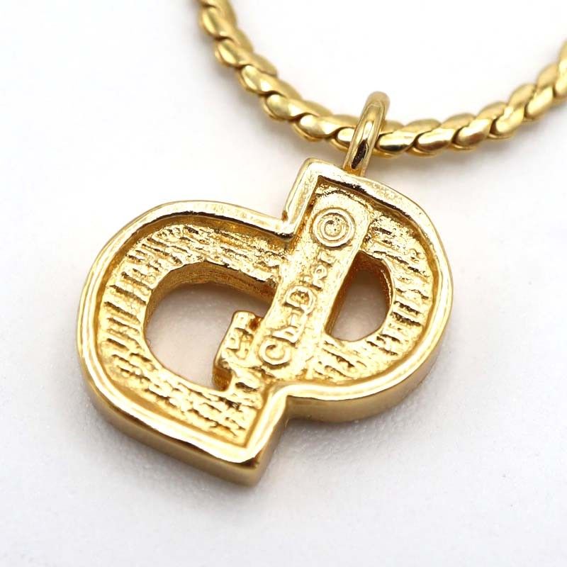 Christian DIOR Necklace CD Logo Gold Color Approx 4.3g Accessories M1995