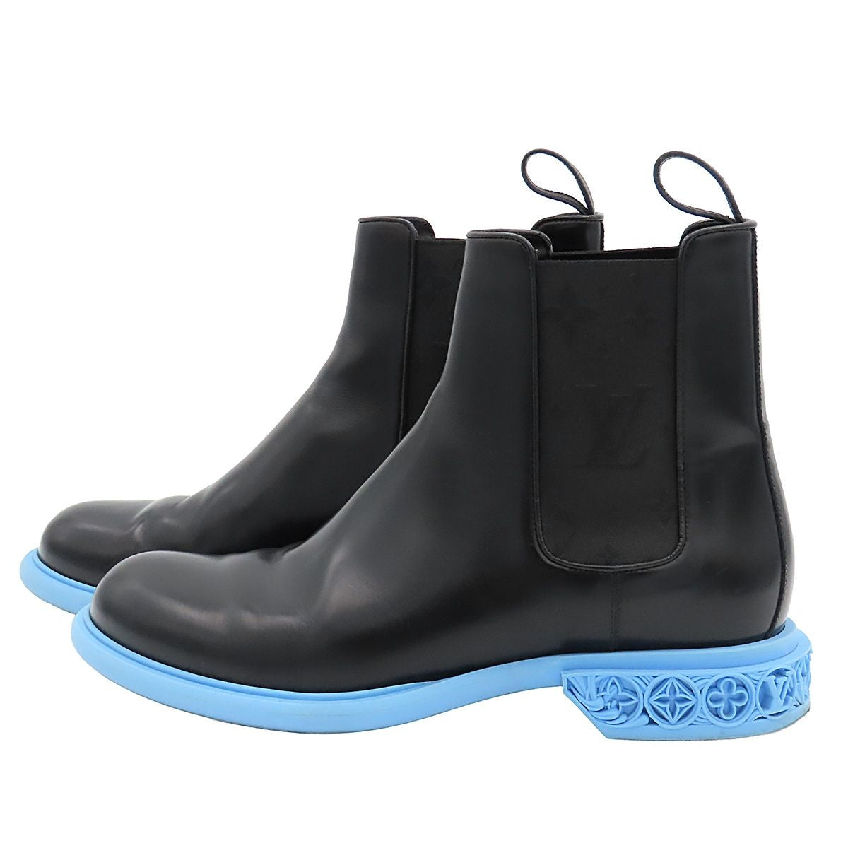 Louis Vuitton Monogram Dimension Line Side Gore Boots Black Sky Blue Leather 7 — view 2