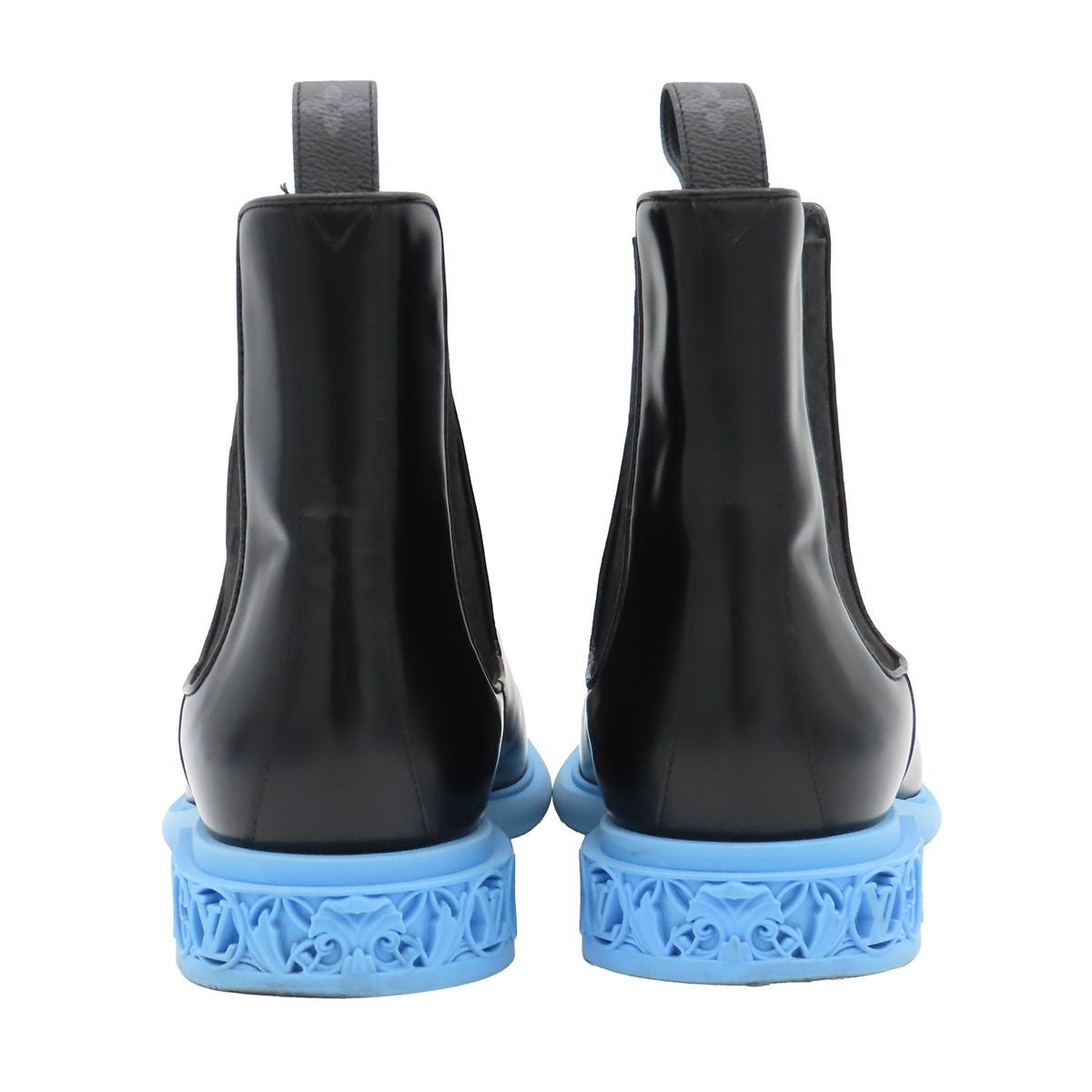 Louis Vuitton Monogram Dimension Line Side Gore Boots Black Sky Blue Leather 7 — view 3