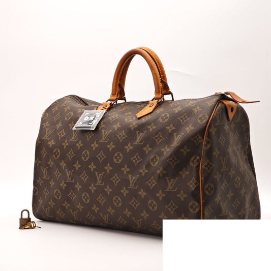 Louis Vuitton Speedy 40 Bag Handbag Brown Padlock Key