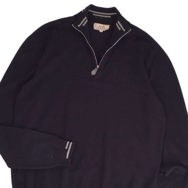 Hermes Knit Half-zip Sweater Long Sleeves Cu