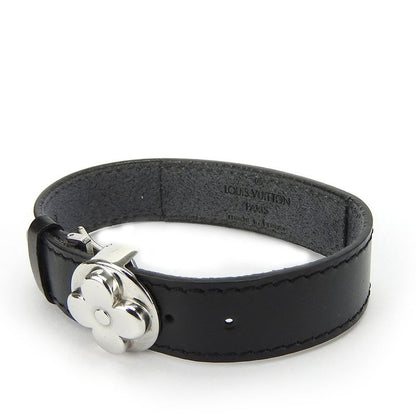 Louis Vuitton Bracelet Vu Good Luck Leather Black Silver Hardware
